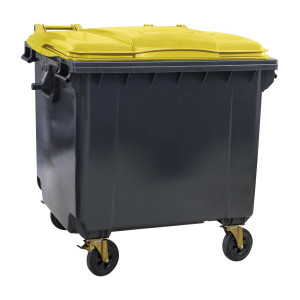 Контейнер для ТБО ТМ "ESE" 1100 л. с плоской крышкой Серый/желтый