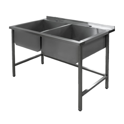 Мойка из нержавеющей стали двухсекционная сварная 1200×600×850