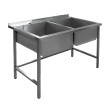 Мойка из нержавеющей стали двухсекционная сварная 1300×600×850