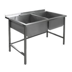 Мойка из нержавеющей стали двухсекционная сварная 1400×700×850