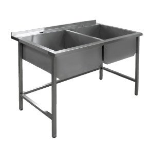Мойка из нержавеющей стали двухсекционная сварная 1100×700×850