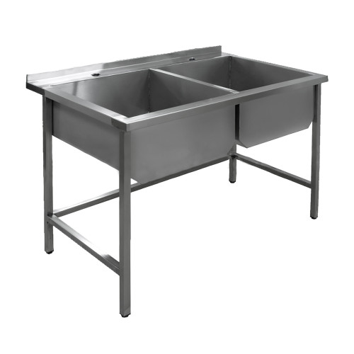 Мойка из нержавеющей стали двухсекционная сварная 1400×600×850