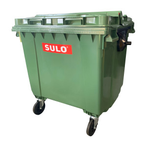 Контейнер пластиковый для ТБО ТМ «SULO» 1100 л. Плоская крышка в крышке, Зеленый