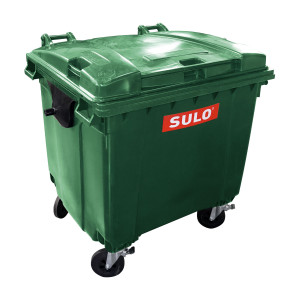 Контейнер пластиковый для ТБО ТМ «SULO» 1100 л. Плоская крышка Зеленый
