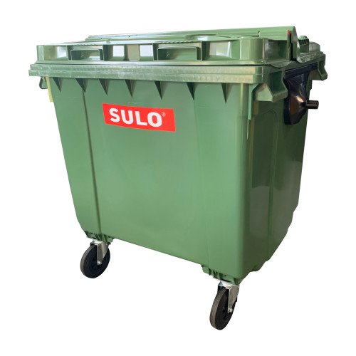 Контейнер пластиковий для ТПВ ТМ "SULO" 1100 л. Плоска кришка в кришці, Зелений