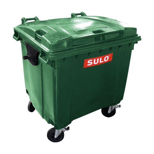Контейнер пластиковый для ТБО ТМ «SULO» 1100 л. Плоская крышка Зеленый