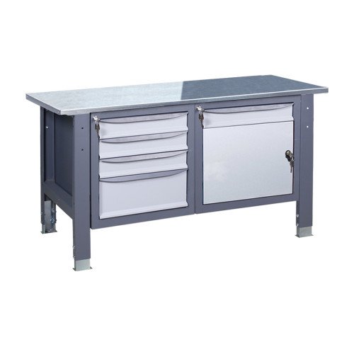 Верстак слюсарний на стаціонарних регульованих опорах ВР 31 МД/3МС О(2,0)