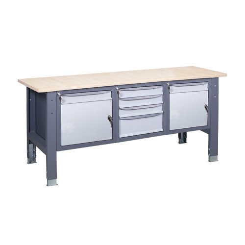 Верстак слюсарний на стаціонарних регульованих опорах ВР 41 МД/3МС/МД Ф