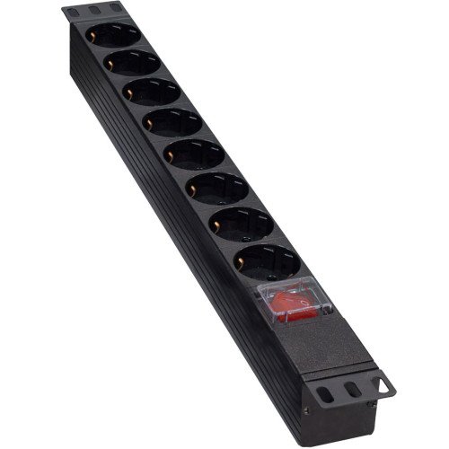 Розеточный блок 19 дюймов, 8 подключений без кабеля