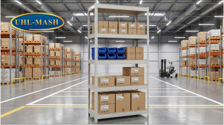 Складання металевого стелажа СТ з ДСП полицями 