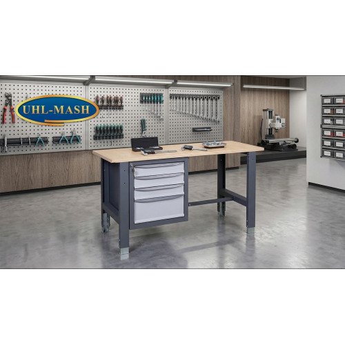 Верстак слюсарний на стаціонарних регульованих опорах ВР 41 МД/3МС/3МС О(1,0)