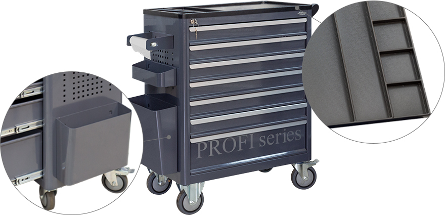 Фото инструментальных тележек с навеской для гаража и склада