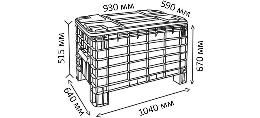 Фото розмірів пластикового контейнера Tekne2700
